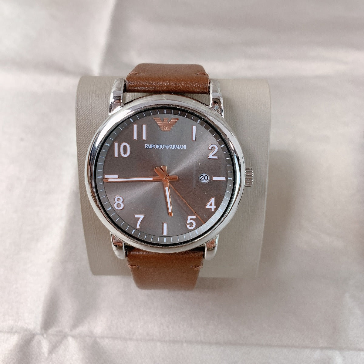 Emporio Armani AR11175 Men's Three-Hand Date Brown Leather Watch Emporio Armani AR11175 Men's Three-Hand Date Brown Leather Watch